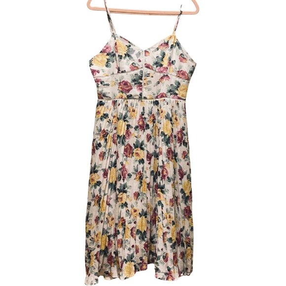 Jane Celeb Style Pleated Midi Dress in Floral Print Lg - Picture 1 of 4